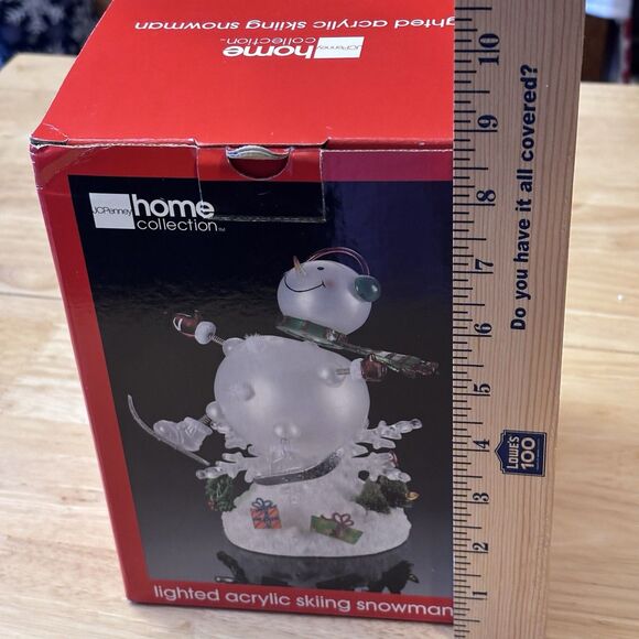 JCPENNEY HOME COLLECTION LIGHTED ACRYLIC SKIING SNOWMAN W/BOX-RAINBOW COLORS! - Picture 15 of 15